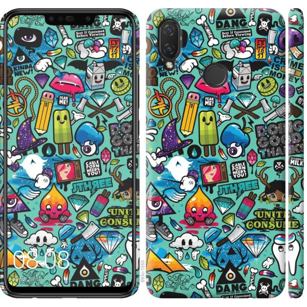 

Чехол на Huawei P Smart Plus Стикер бомбинг 1 (04798)
