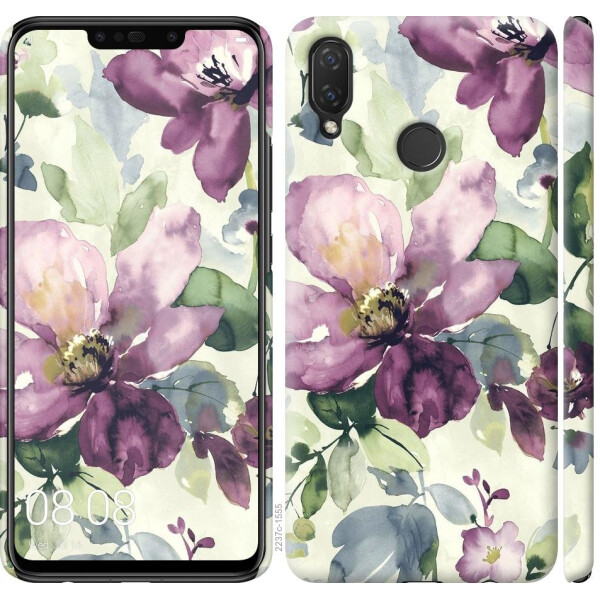 

Чехол на Huawei P Smart Plus Цветы акварелью (04798)