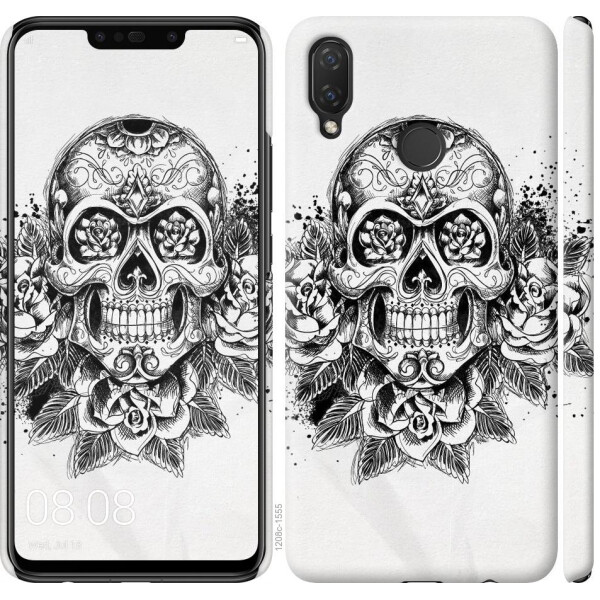 

Чехол на Huawei P Smart Plus Череп и розы (04798)