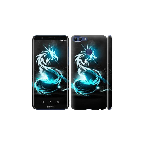 

Чехол на Huawei P Smart Бело-голубой огненный дракон (04798)