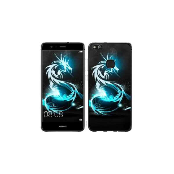 

Чехол на Huawei P10 Lite Бело-голубой огненный дракон (04798)
