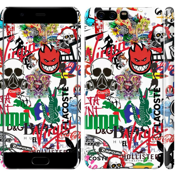 

Чехол на Huawei P10 Many different logos (04798)