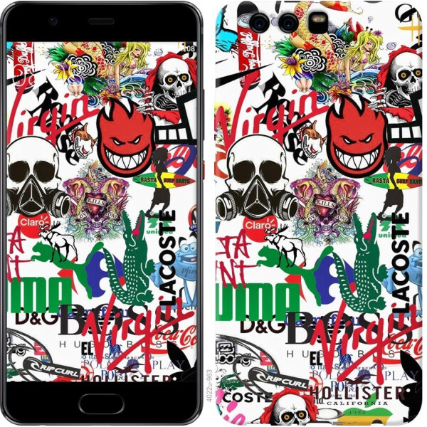 

Чехол на Huawei P10 Plus Many different logos (04798)