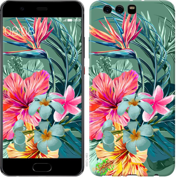 

Чехол на Huawei P10 Plus Тропические цветы v1 (04798)