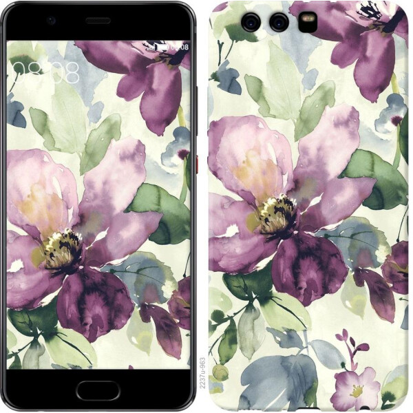 

Чехол на Huawei P10 Plus Цветы акварелью (04798)