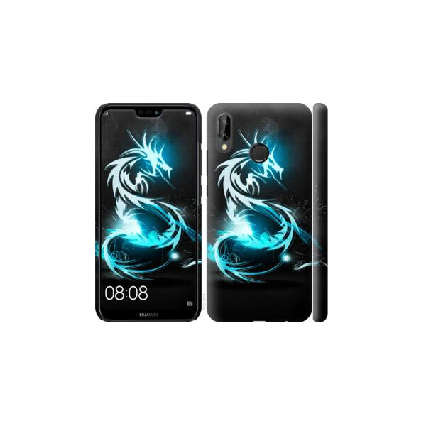 

Чехол на Huawei P20 Lite Бело-голубой огненный дракон (04798)