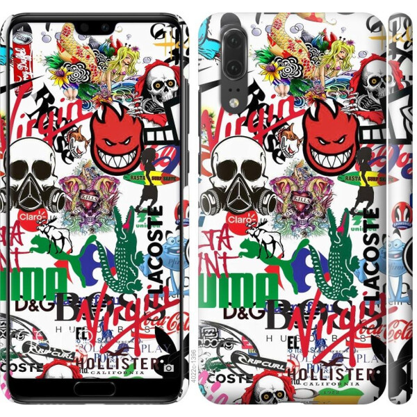 

Чехол на Huawei P20 Many different logos (04798)