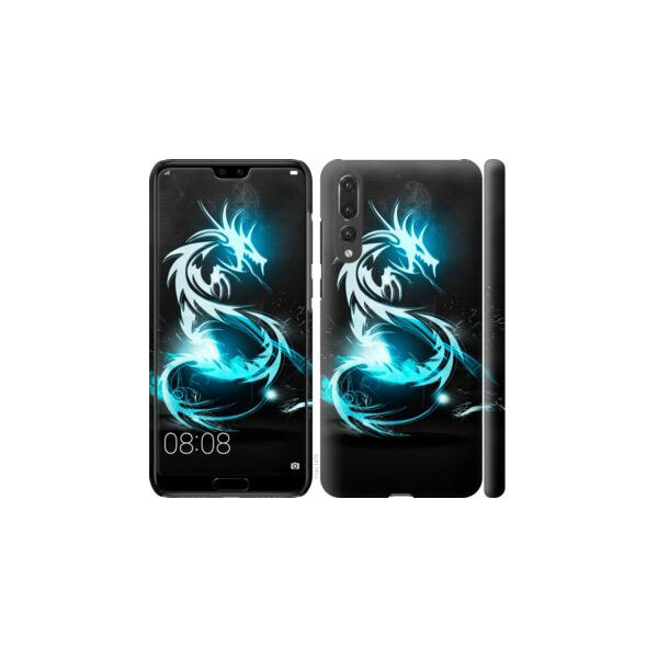 

Чехол на Huawei P20 Pro Бело-голубой огненный дракон (04798)