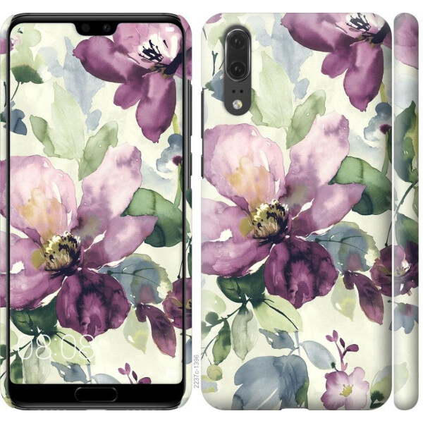 

Чехол на Huawei P20 Цветы акварелью (04798)