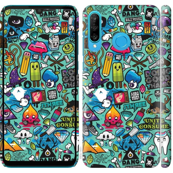 

Чехол на Huawei P30 Lite Стикер бомбинг 1 (04798)