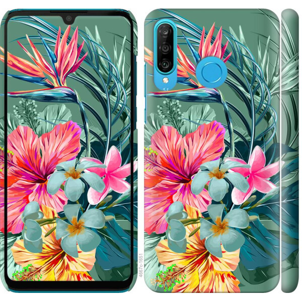 

Чехол на Huawei P30 Lite Тропические цветы v1 (04798)