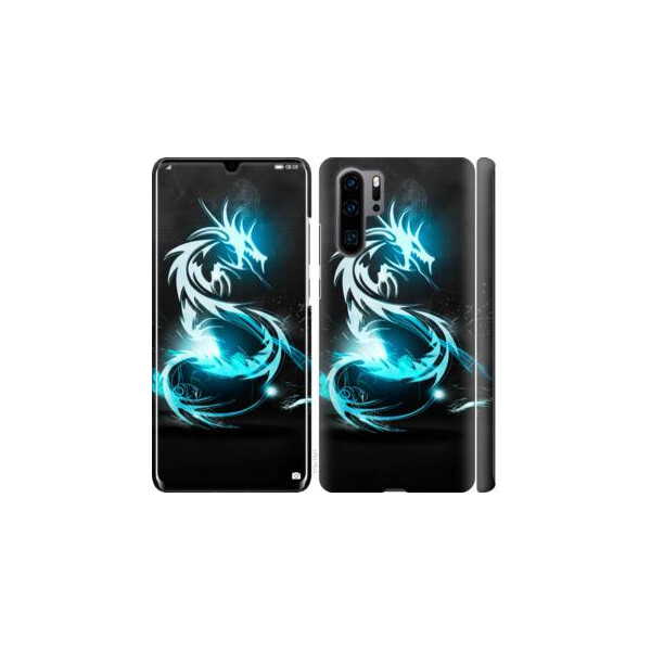 

Чехол на Huawei P30 Pro Бело-голубой огненный дракон (04798)
