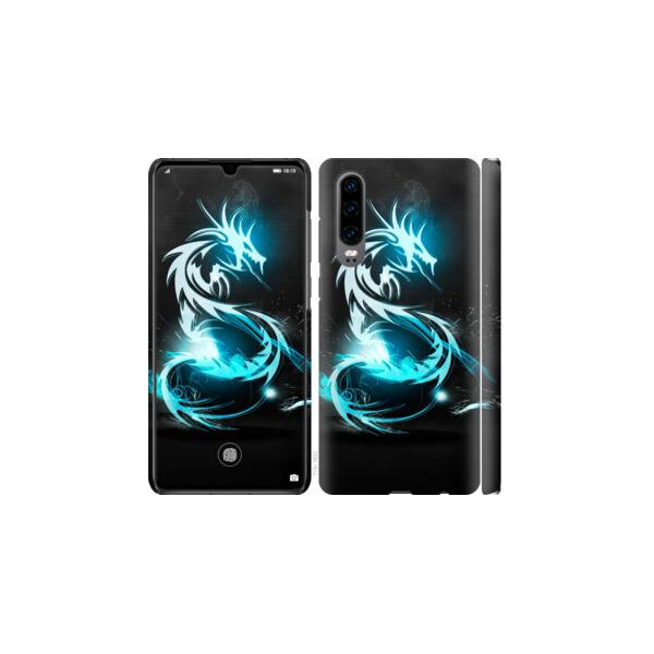 

Чехол на Huawei P30 Бело-голубой огненный дракон (04798)