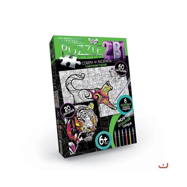 

Пазл-раскраска "Антистресс: кот и тигр" (20 и 60 деталей) AMх6020-01-07