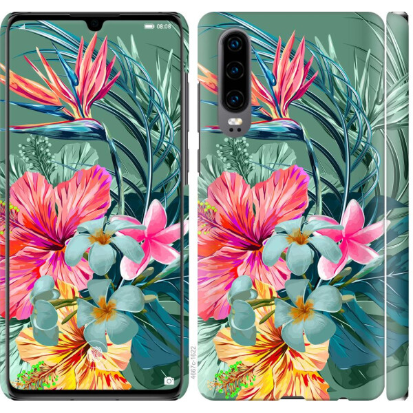 

Чехол на Huawei P30 Тропические цветы v1 (04798)