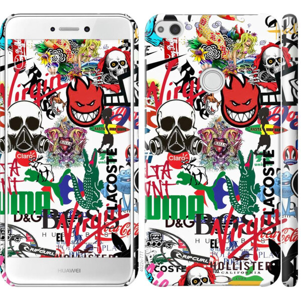 

Чехол на Huawei P8 Lite (2017) Many different logos (04798)