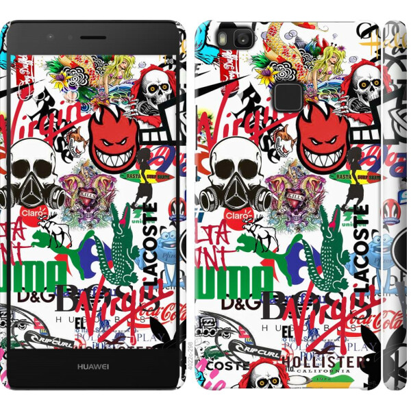 

Чехол на Huawei P9 Lite Many different logos (04798)