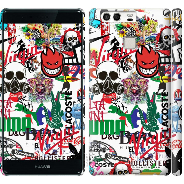 

Чехол на Huawei P9 Many different logos (04798)