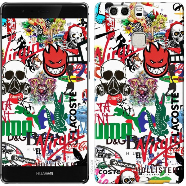 

Чехол на Huawei P9 Plus Many different logos (04798)