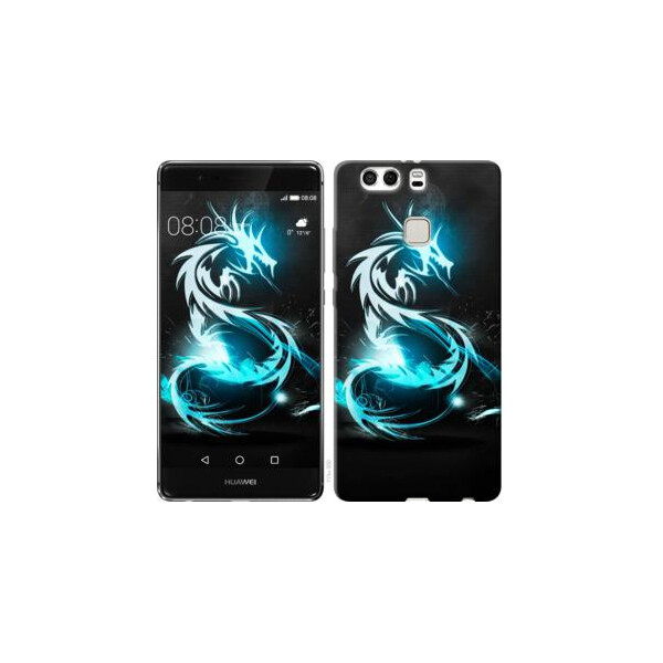 

Чехол на Huawei P9 Plus Бело-голубой огненный дракон (04798)