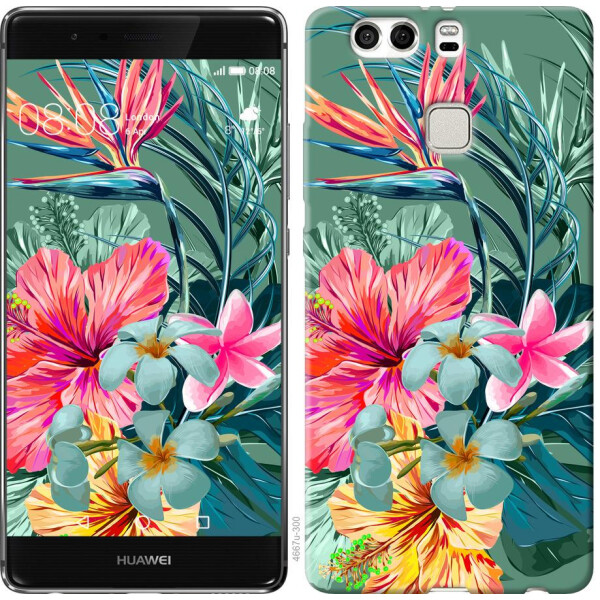 

Чехол на Huawei P9 Plus Тропические цветы v1 (04798)