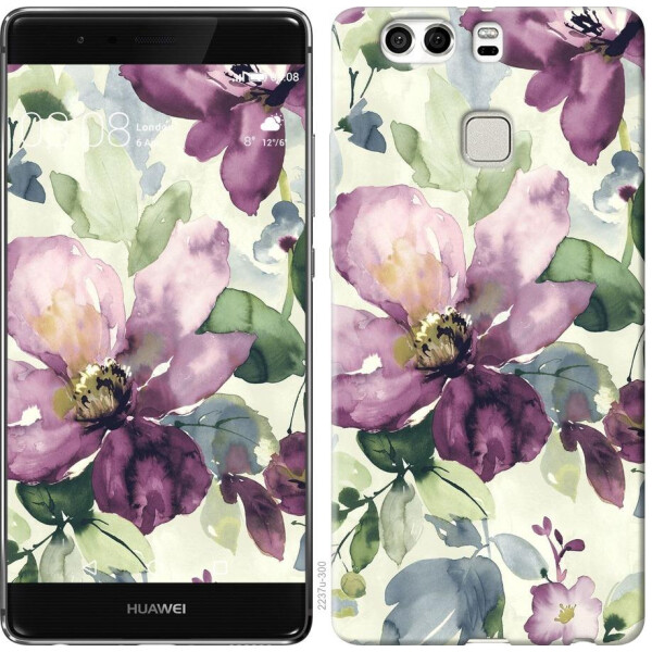 

Чехол на Huawei P9 Plus Цветы акварелью (04798)