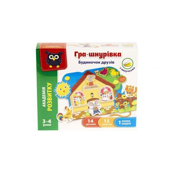 

Игра-шнуровка с липучками "Домик друзей" (укр) VT5303-09