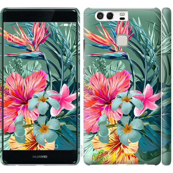 

Чехол на Huawei P9 Тропические цветы v1 (04798)
