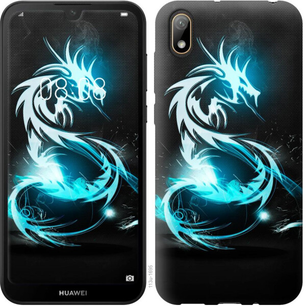 

Чехол на Huawei Y5 2019 Бело-голубой огненный дракон (04798)