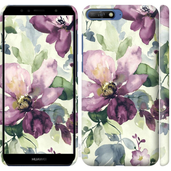 

Чехол на Huawei Y6 2018 Цветы акварелью (04798)