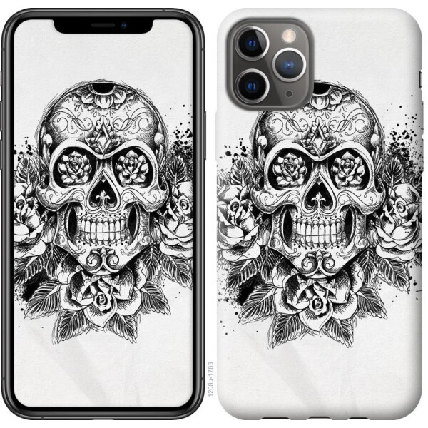 

Чехол на iPhone 11 Pro Череп и розы (04798)