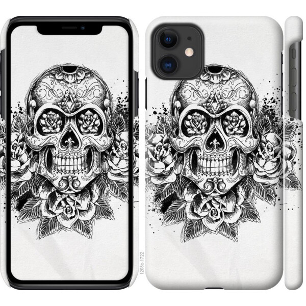 

Чехол на iPhone 11 Череп и розы (04798)