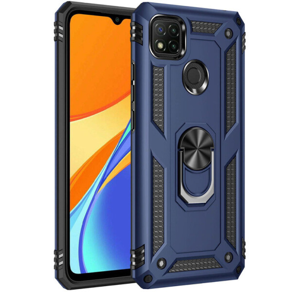 

Ударопрочный чехол Serge Ring магнитный держатель для Xiaomi Redmi 9C Темно-синий (is_00000040135_4)