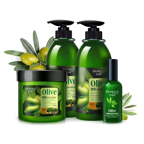 Акція на Набор для волос BIOAQUA Olive Natural 4 шт шампунь кондиционер маска масло для всех типов комплексный уход від Allo UA