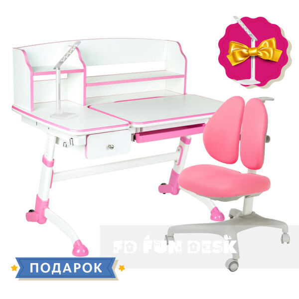 

Комплект для девочки парта amare ii pink с выдвижным ящиком + подростковое кресло fundesk bello ii pink