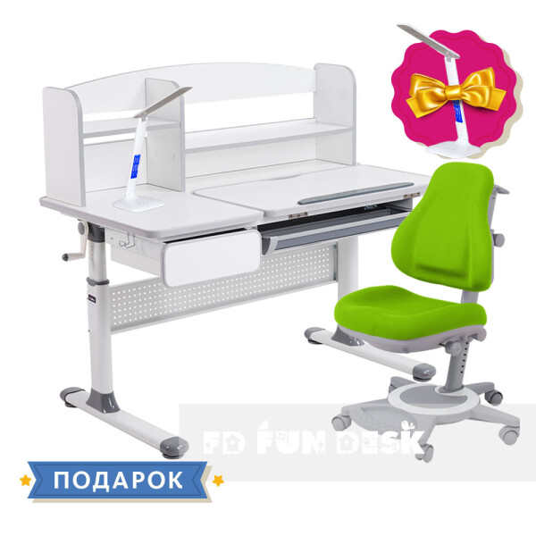 

Комплект для школьников парта Cubby Rimu Grey + oртопедическое кресло FunDesk Bravo Green