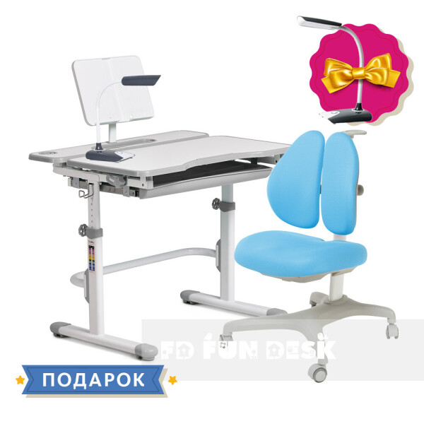 

Комплект для школьника растущая парта Cubby Fressia Grey + подростковое кресло для дома FunDesk Bello II Blue