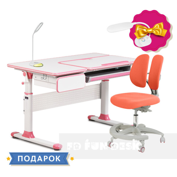 

Комплект парта Cubby Toru Pink + подростковое кресло для дома FunDesk Primo Orange