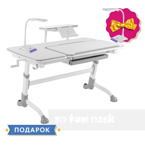 

Парта растущая Amare Grey+ полка для книг SS16 Grey