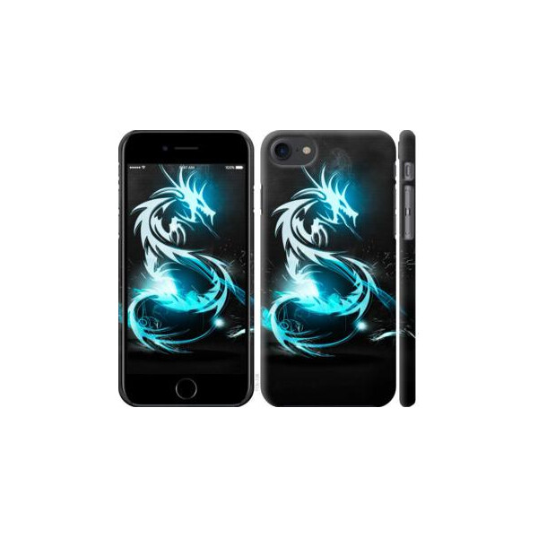 

Чехол на iPhone 8 Бело-голубой огненный дракон (04798)