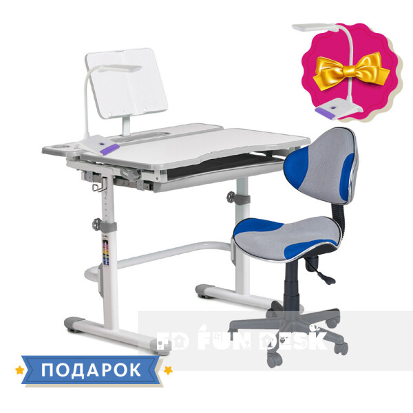 

Комплект для школьника растущая парта Cubby Fressia Grey + детский стул FunDesk LST3 Blue-Grey