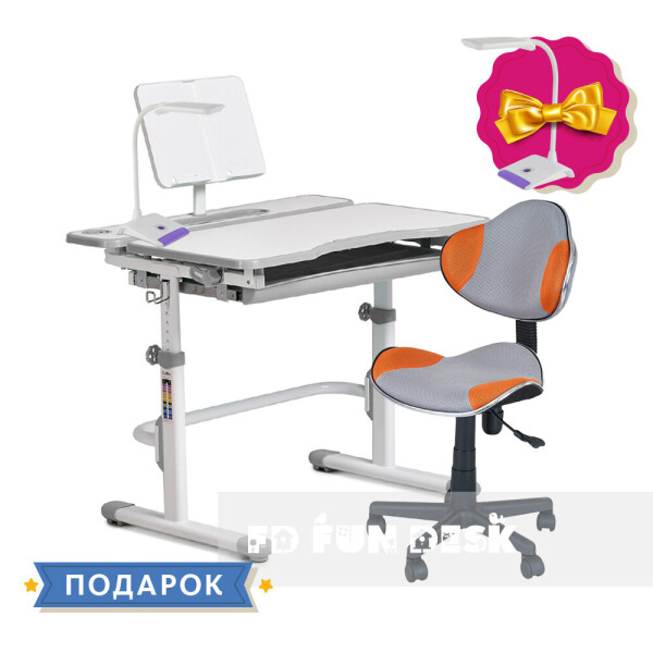 

Комплект для школьника растущая парта Cubby Fressia Grey + детский стул FunDesk LST3 Orange-Grey