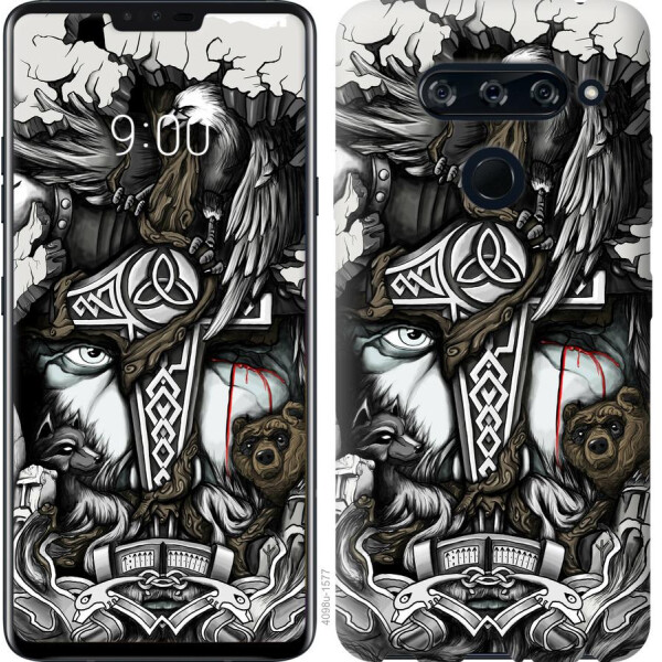 

Чехол на LG V40 ThinQ Тату Викинг (04798)