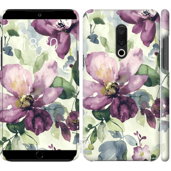 

Чехол на Meizu 15 Plus Цветы акварелью (04798)