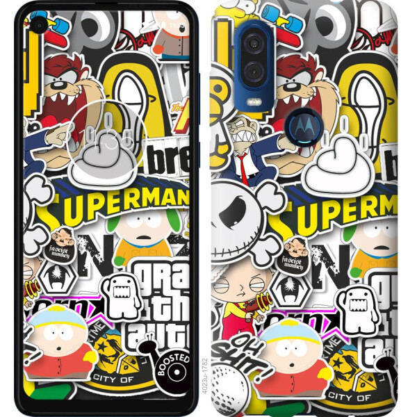

Чехол на Motorola One Vision Popular logos (04798)