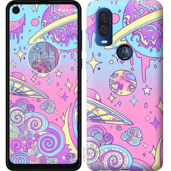 

Чехол на Motorola One Vision Розовая галактика (04798)