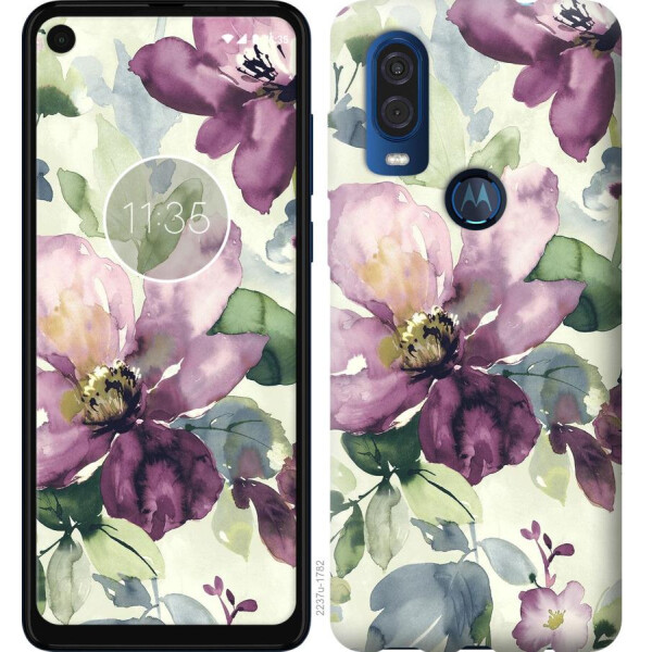 

Чехол на Motorola One Vision Цветы акварелью (04798)