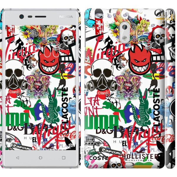 

Чехол на Nokia 3 Many different logos (04798)