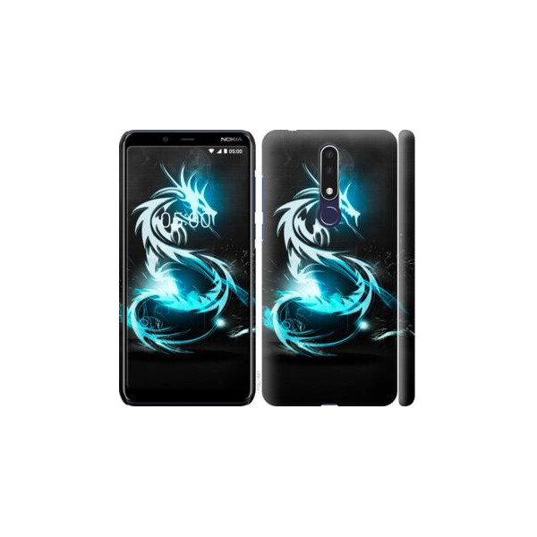 

Чехол на Nokia 3.1 Plus Бело-голубой огненный дракон (04798)