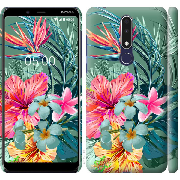 

Чехол на Nokia 3.1 Plus Тропические цветы v1 (04798)
